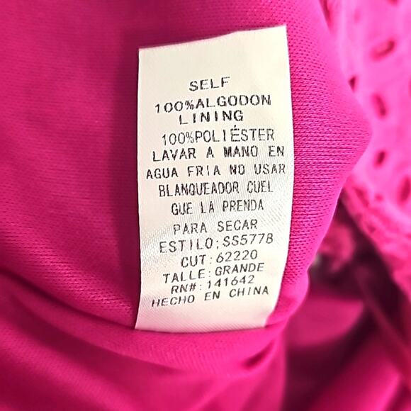 VOGE Boutique Womens Eyelet Fushsia Lined Shorts Ruffled Hem Back Zip Sz L (NWT) - Picture 10 of 10